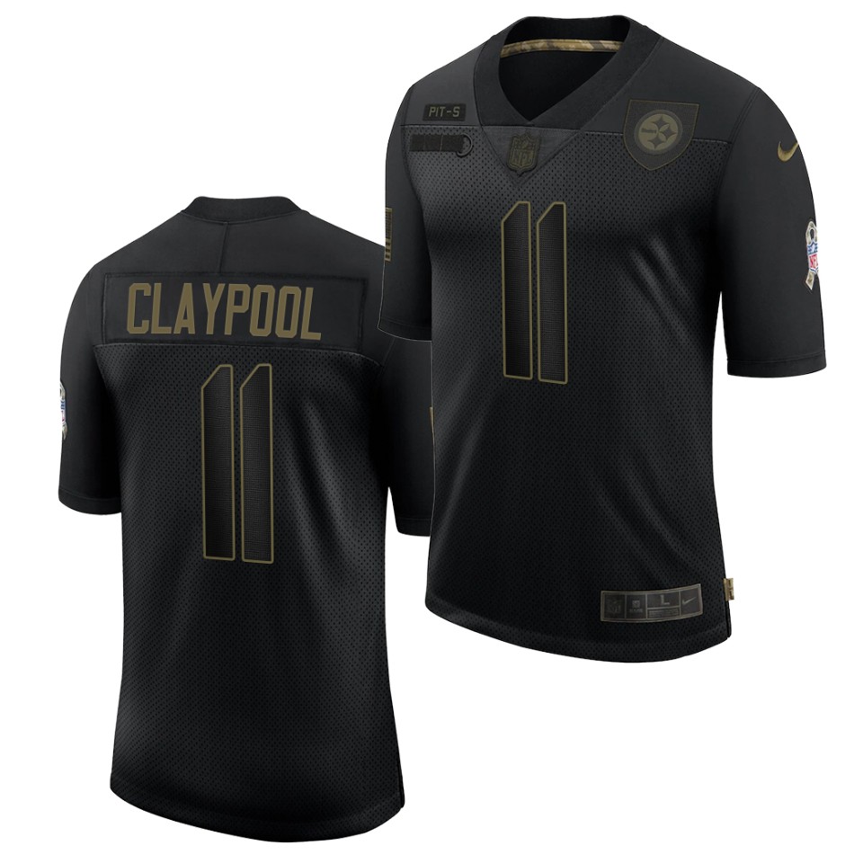 Men's Pittsburgh Steelers #11 Chase Claypool Black 2020 Salute To Service Limited Stitched Jersey